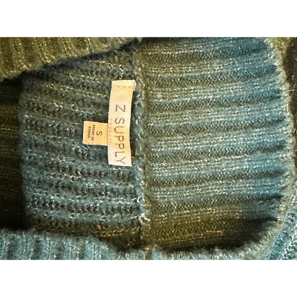 Z SUPPLY Poppy Ribbed Sweater Deep Sea Green Colorblock Pullover Women’s Small - Picture 6 of 8